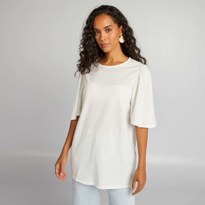 T-shirt manches courtes volant es Blanc