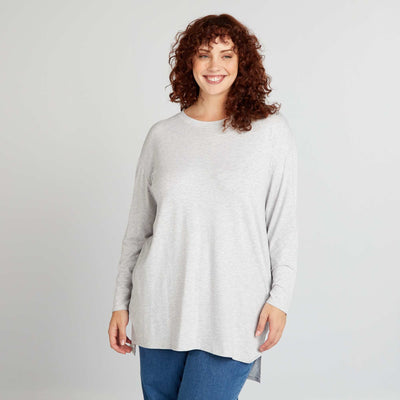 T-shirt manches longues forme rallong e Gris