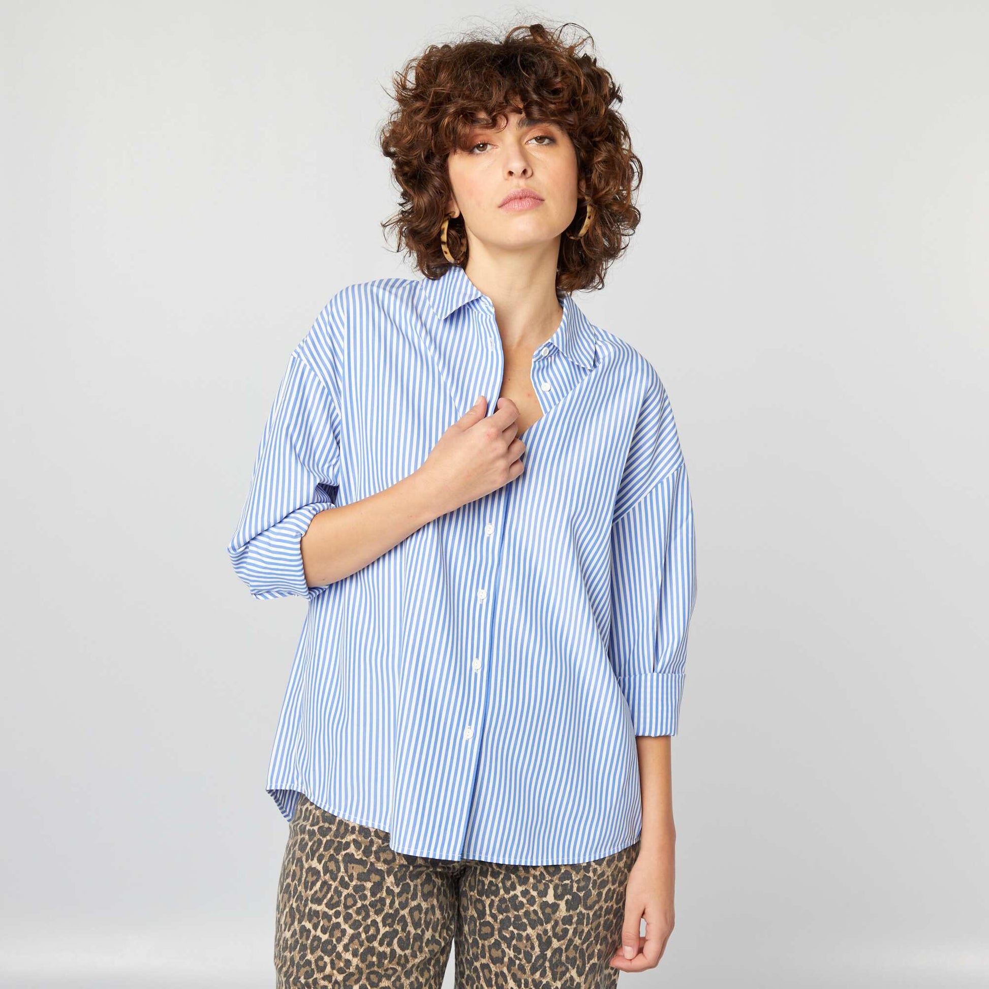 Chemise basique en popeline Bleu