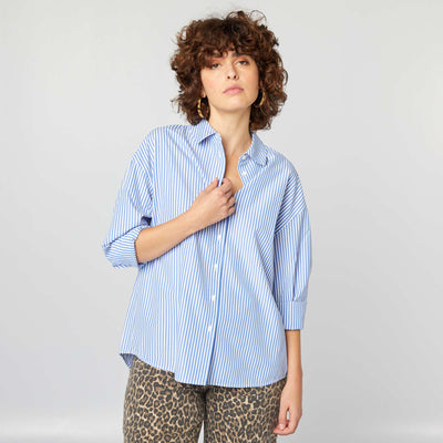 Chemise basique en popeline Bleu