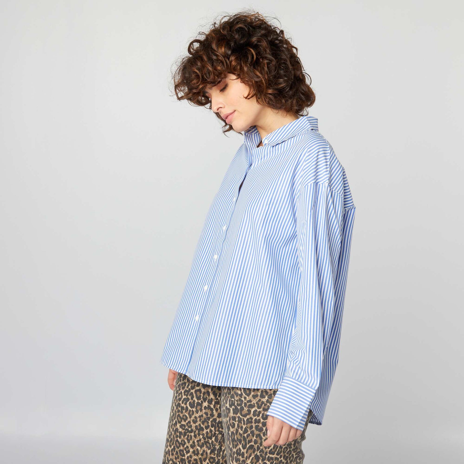 Chemise basique en popeline Bleu