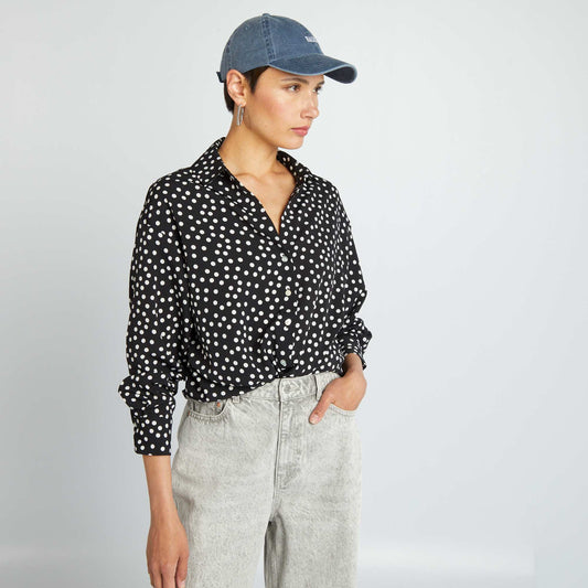 Chemisier fluide Noir pois