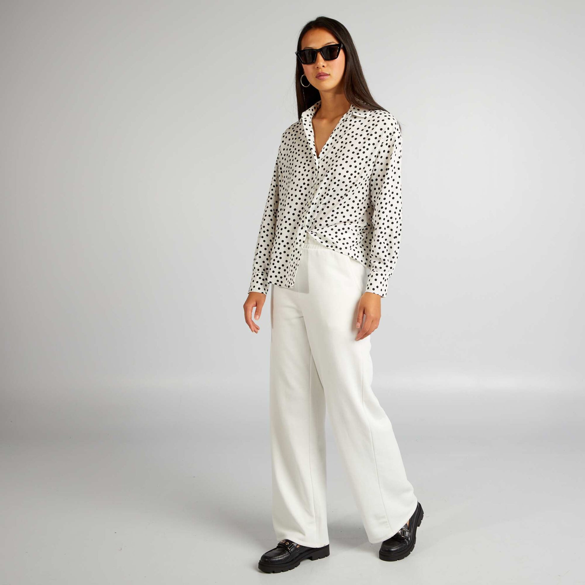 Chemisier fluide Blanc pois