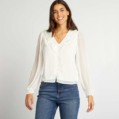Chemisier courte plumetis blanc
