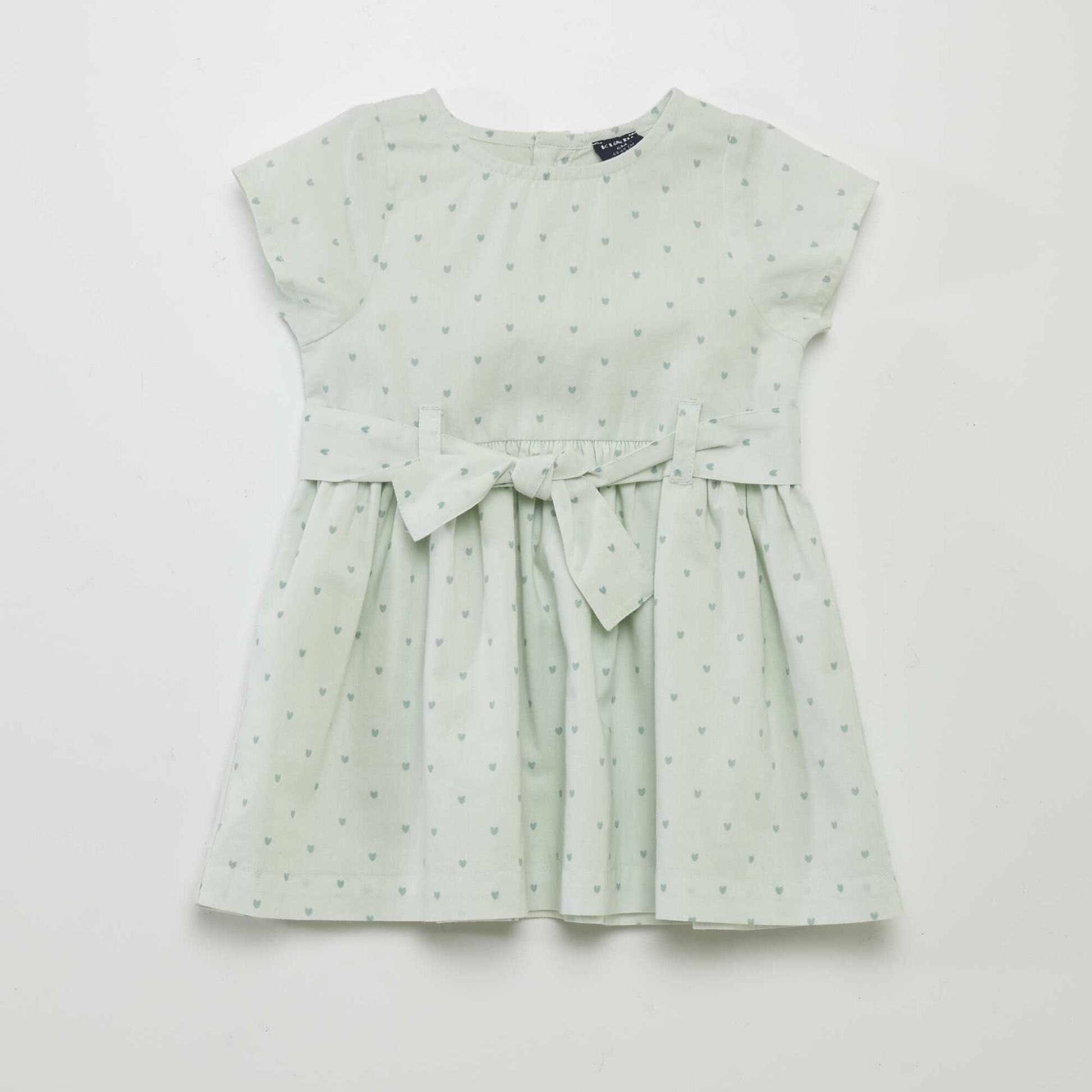Robe motifs avec ceinture nouer Vert