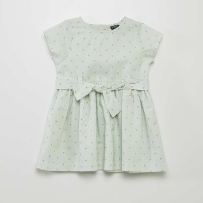Robe motifs avec ceinture nouer Vert