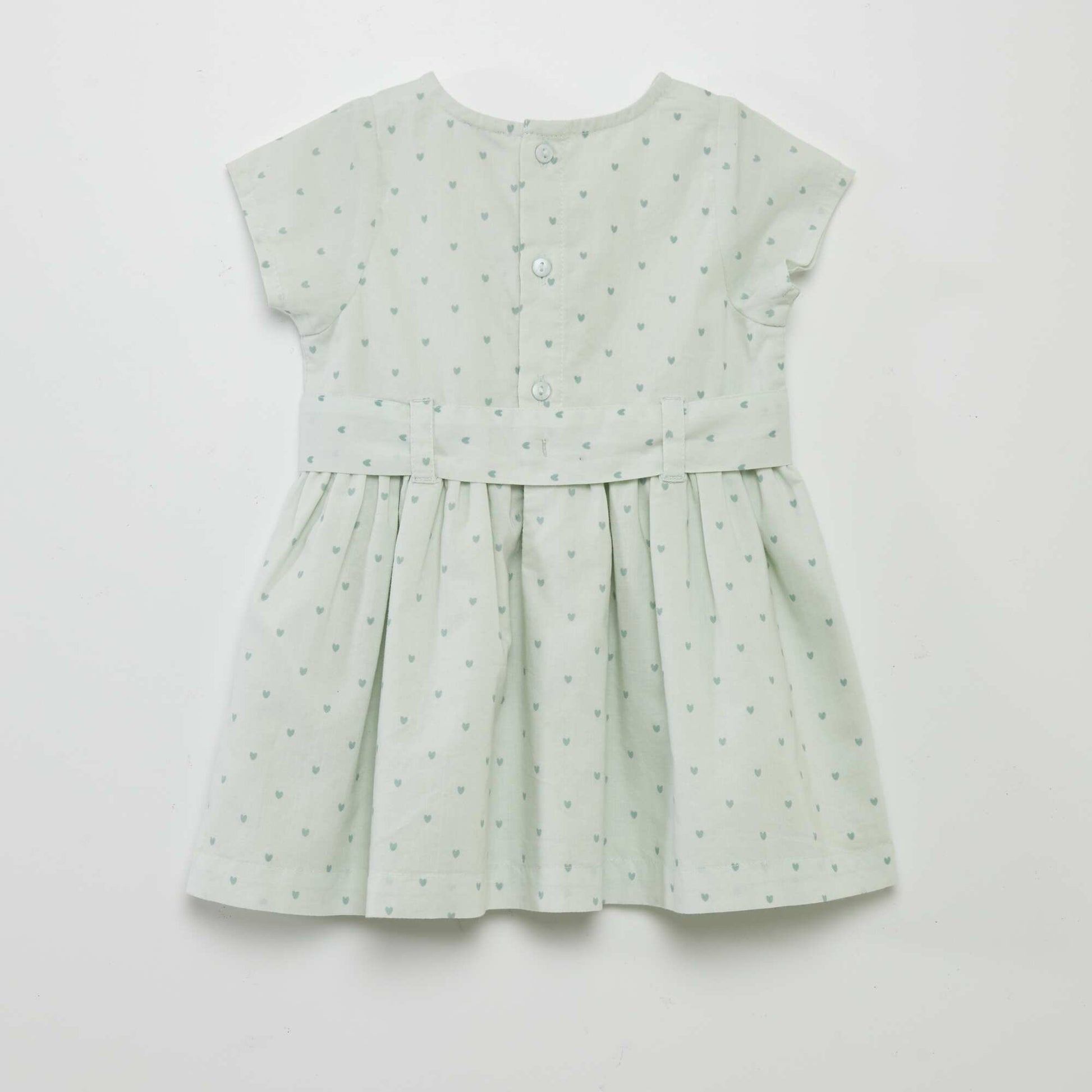 Robe motifs avec ceinture nouer Vert
