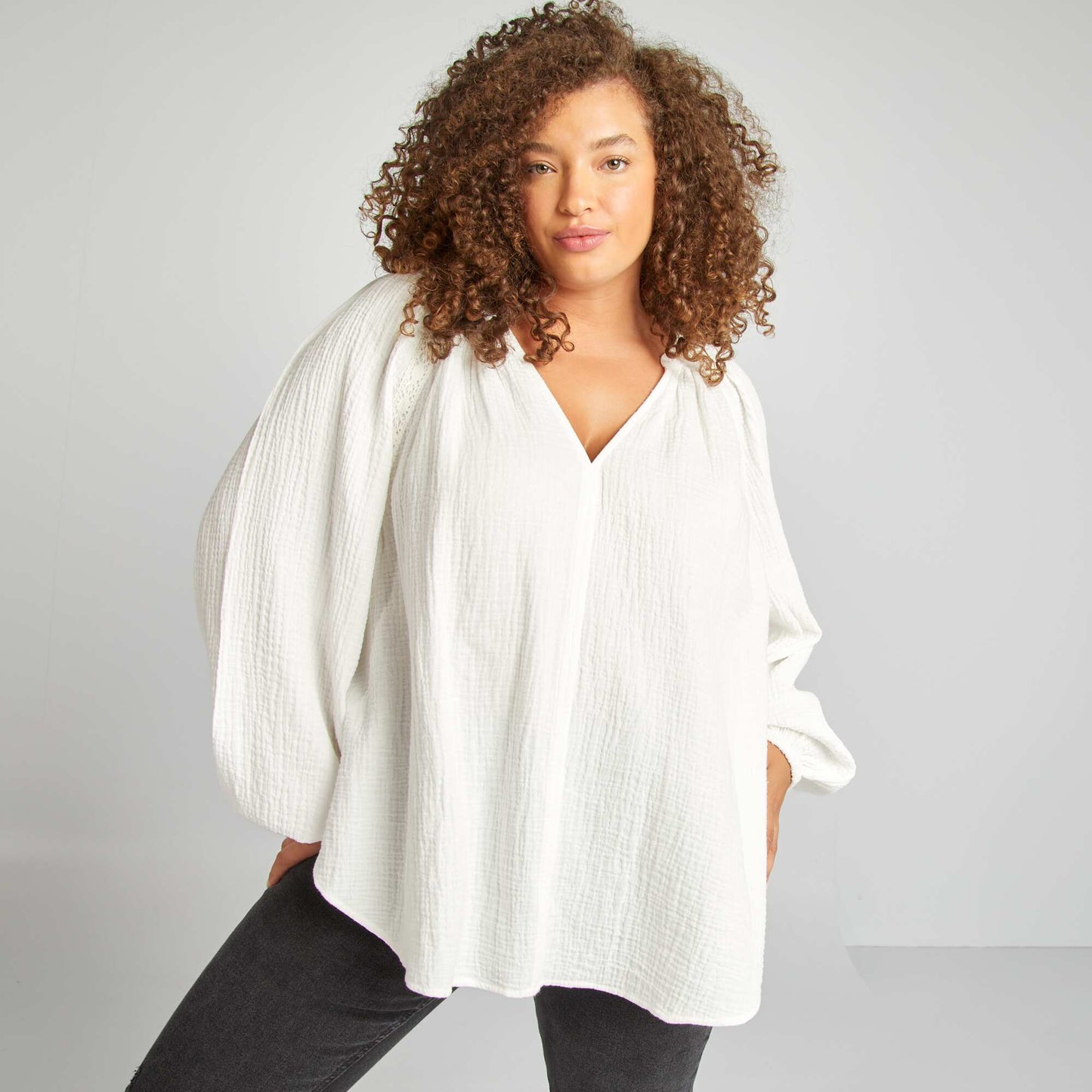 Blouse en gaze de coton blanc