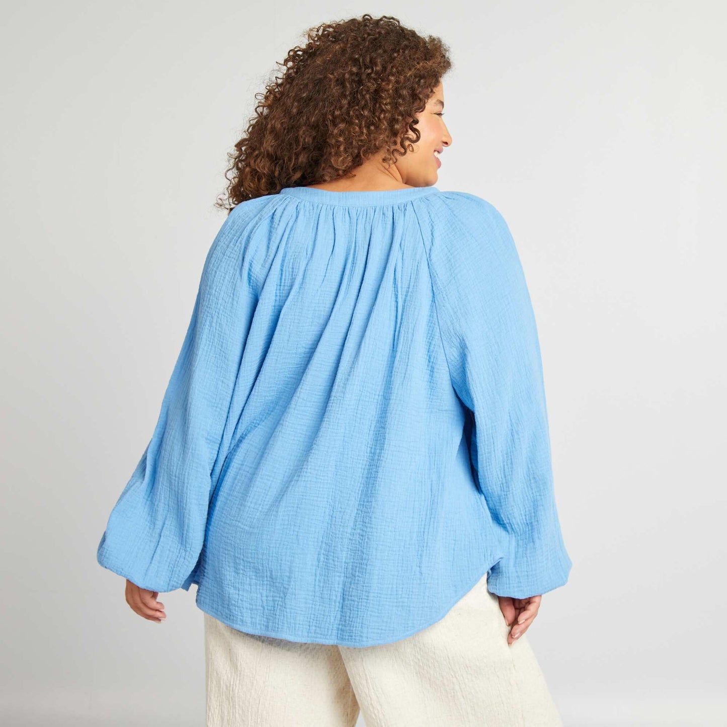 Blouse en gaze de coton Bleu