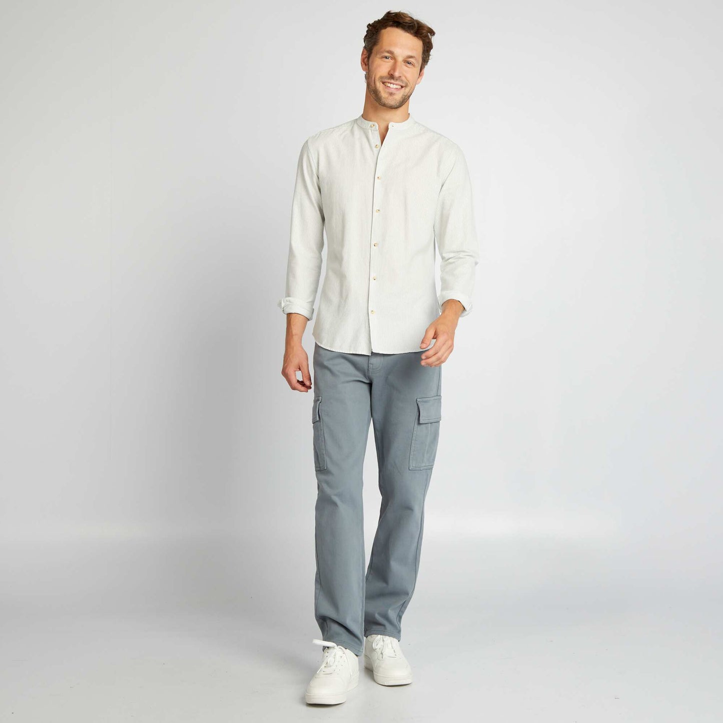 Chemise ray e col mao Kaki