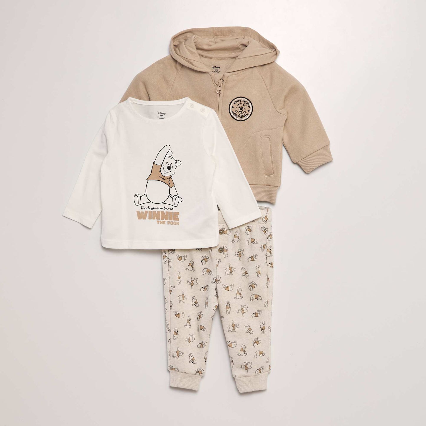 Ensemble 'Winnie' t-shirt + sweat + pantalon - 3 pi ces Beige