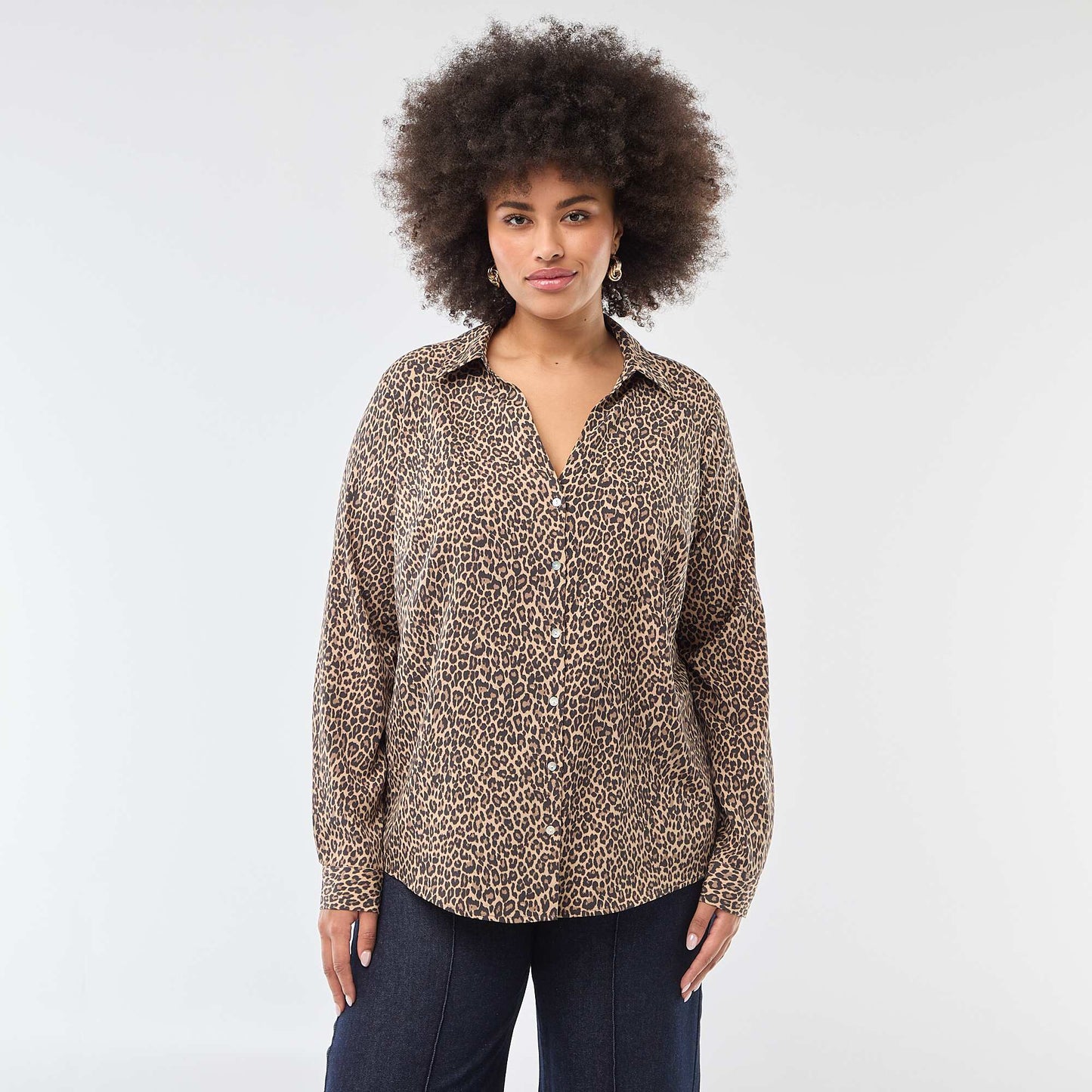 Chemisier fluide en maille crêpe BEIGE