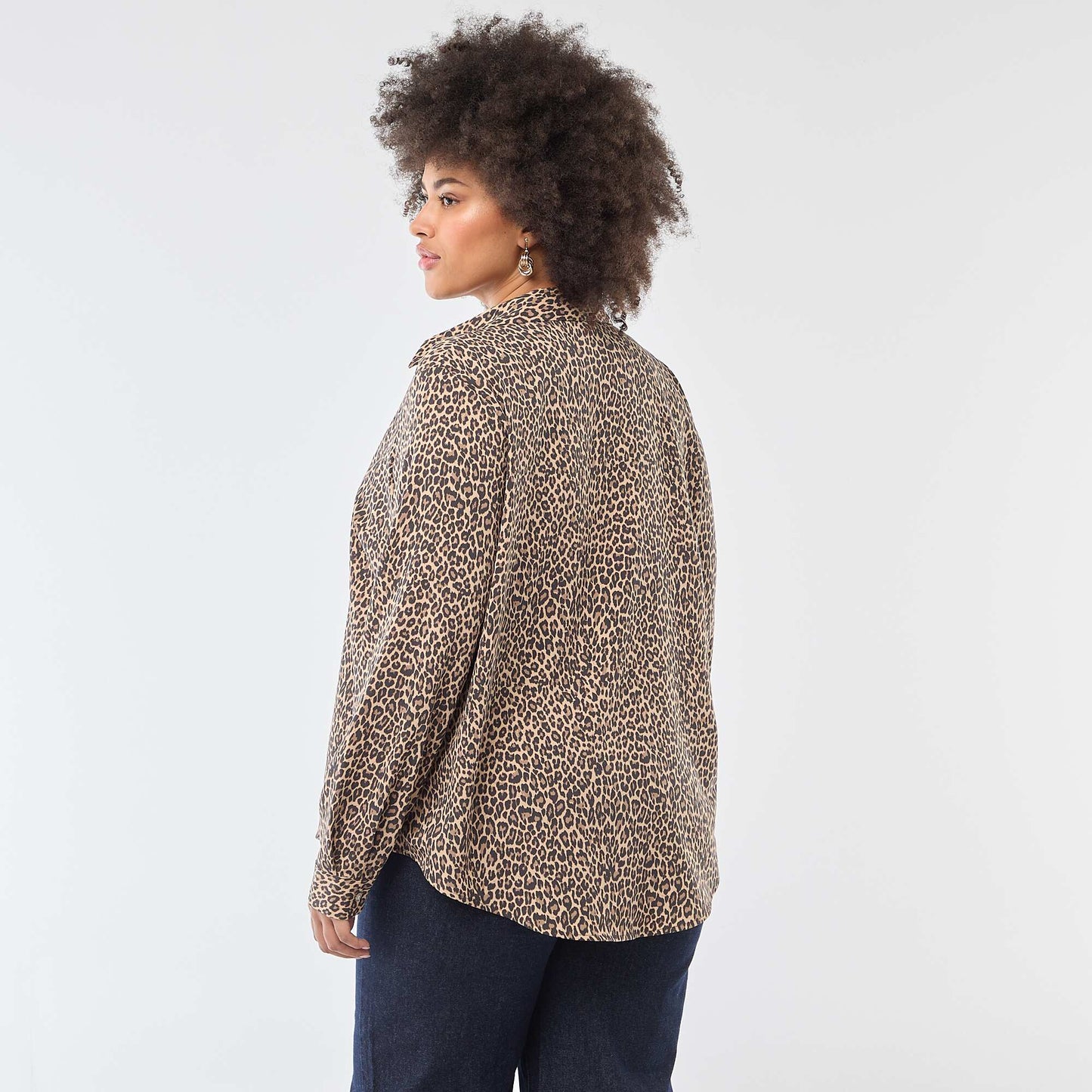 Chemisier fluide en maille crêpe BEIGE