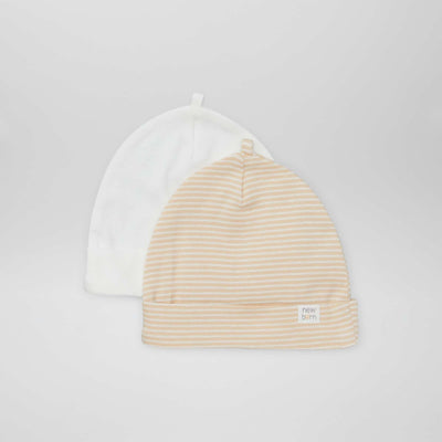 Lot de 2 bonnets nouveau-n Blanc/beige