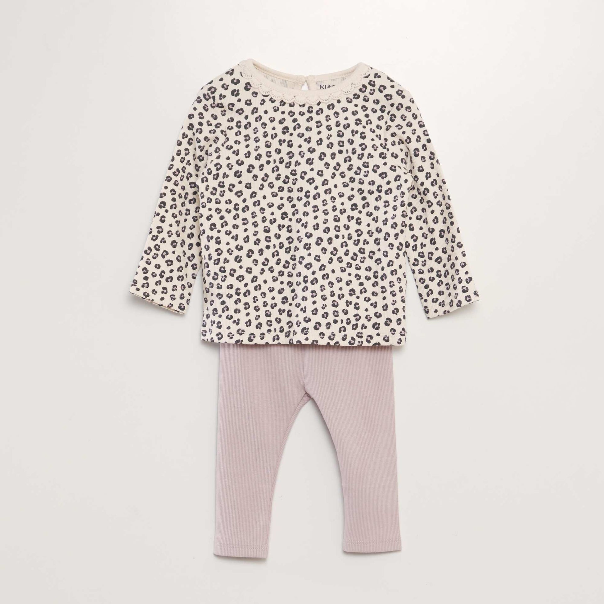 Ensemble t-shirt + legging c tel - 2 pi ces Beige/rose