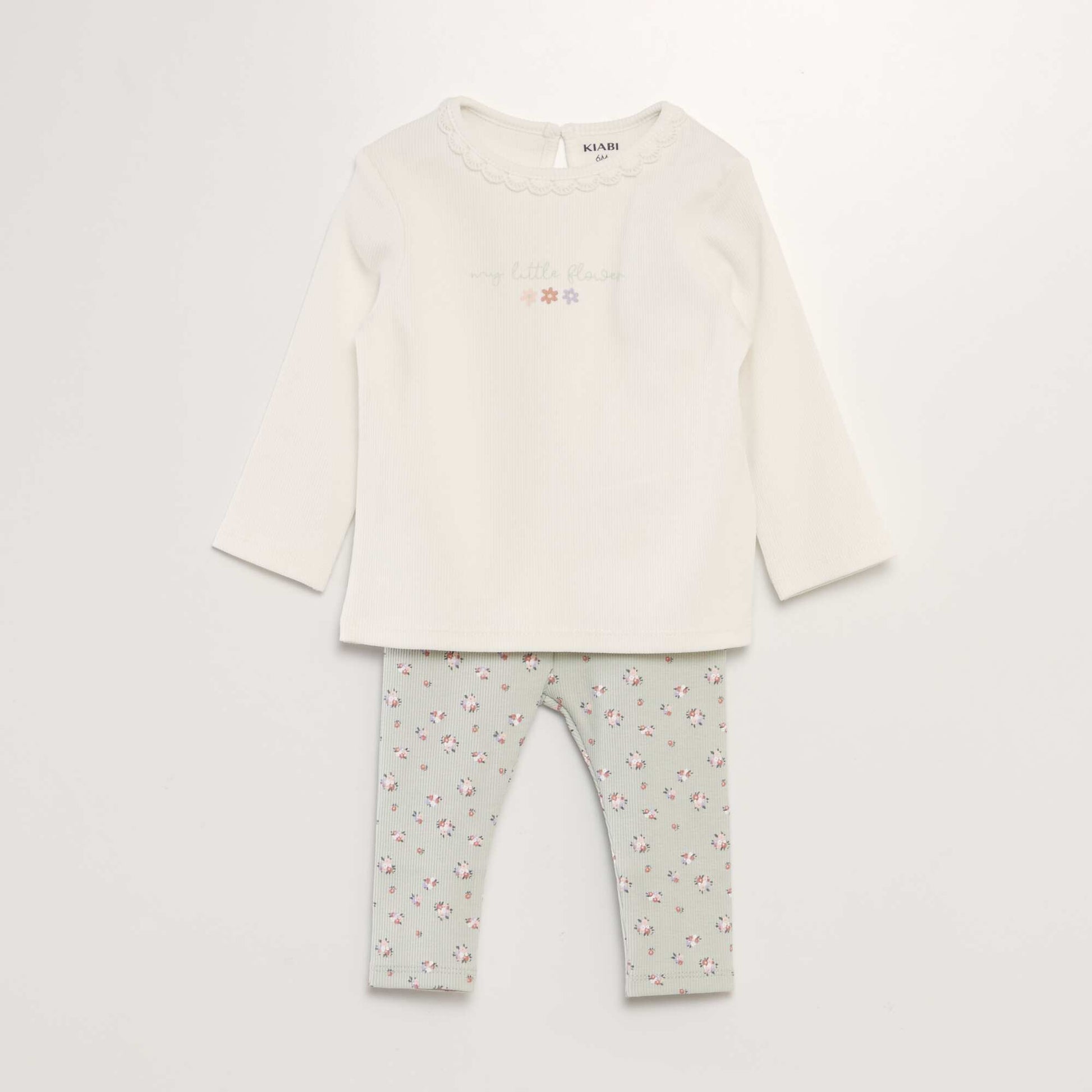 Ensemble t-shirt + legging c tel - 2 pi ces Blanc/vert