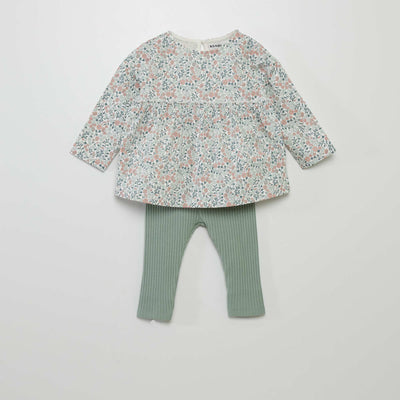 Ensemble t-shirt + legging imprim - 2 pi ces Vert