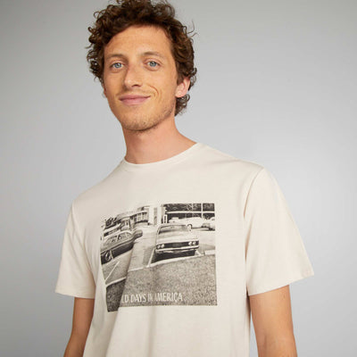 T-shirt imprim manches courtes Beige