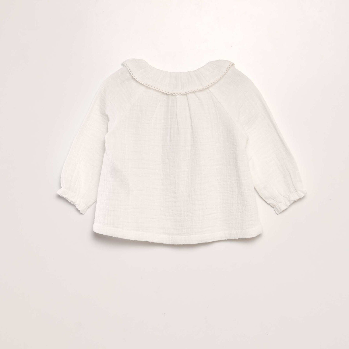 Blouse plumetis en gaze de coton blanc