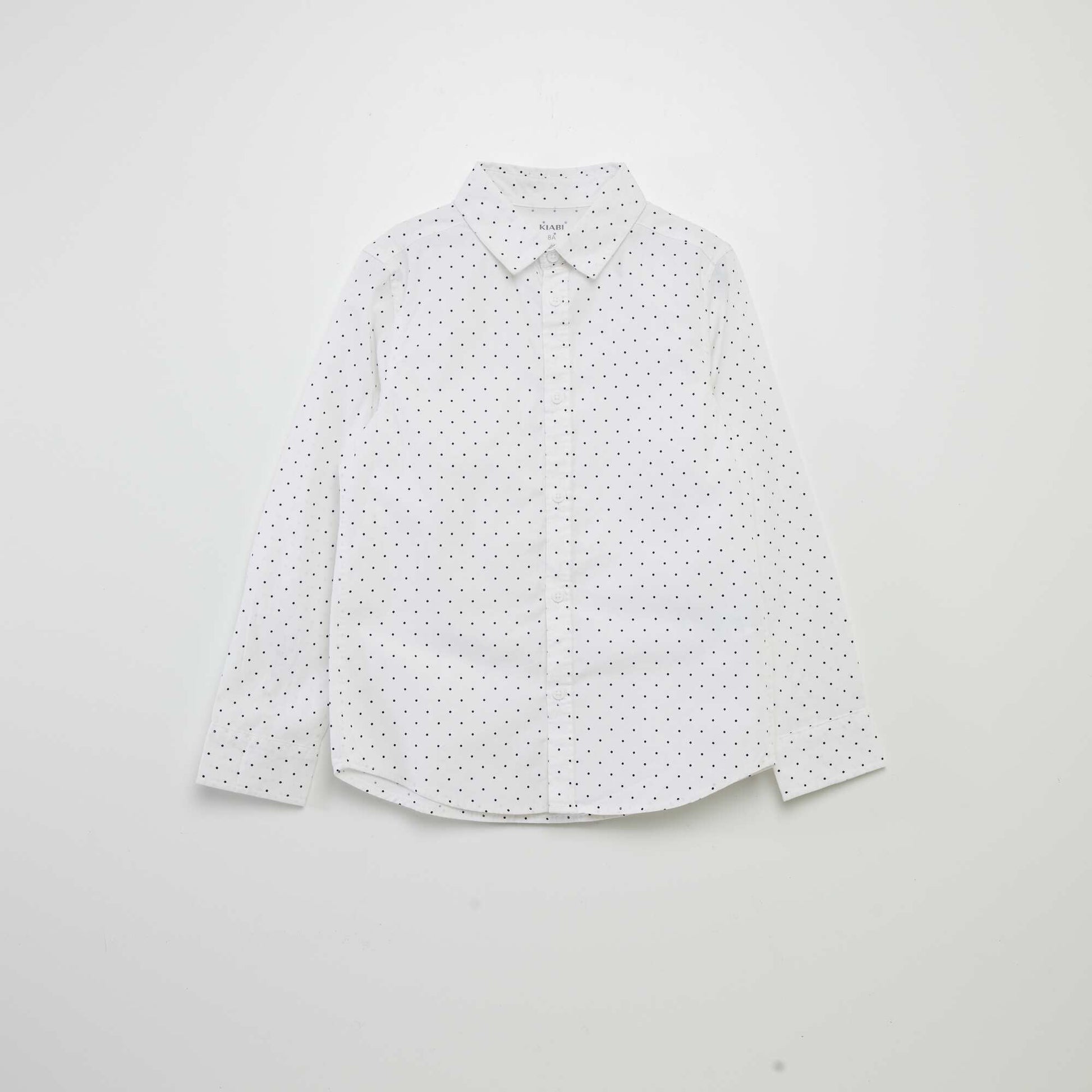 Chemise en popeline imprim e Blanc pois