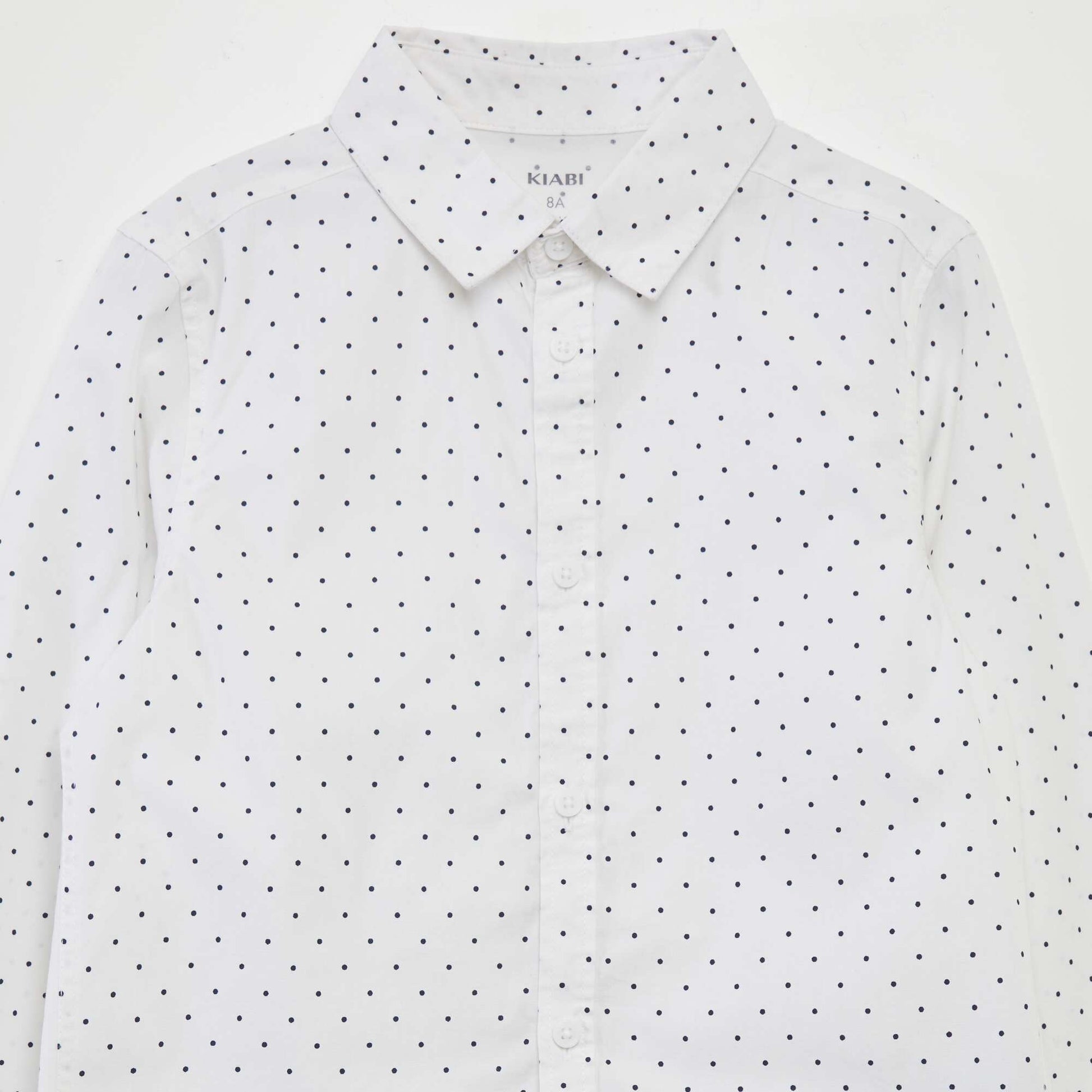 Chemise en popeline imprim e Blanc pois