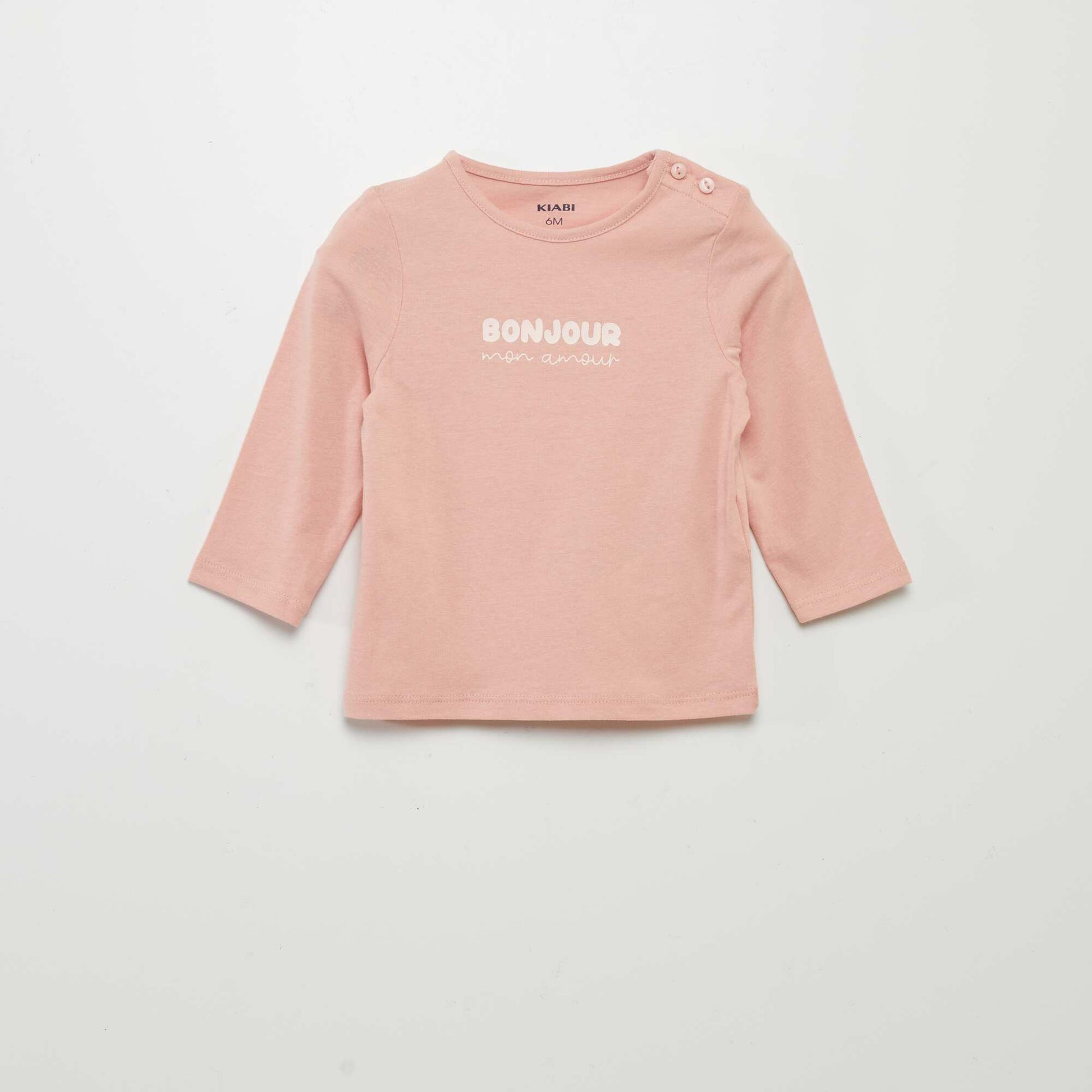 Tee-shirt message Vieux rose