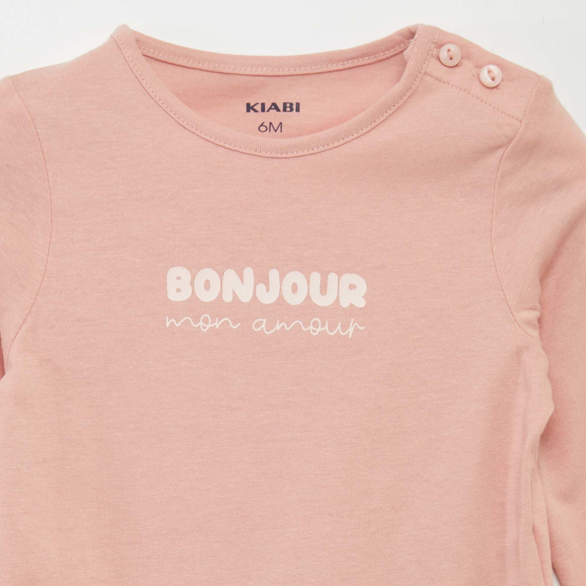 Tee-shirt message Vieux rose