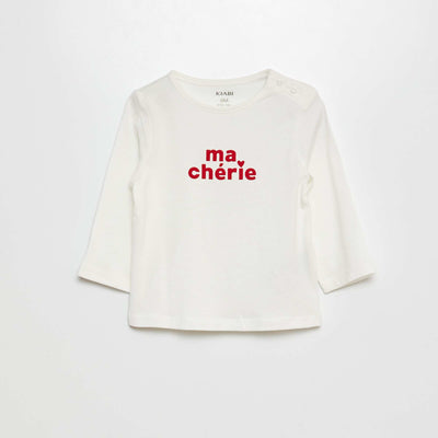 Tee-shirt à message Blanc