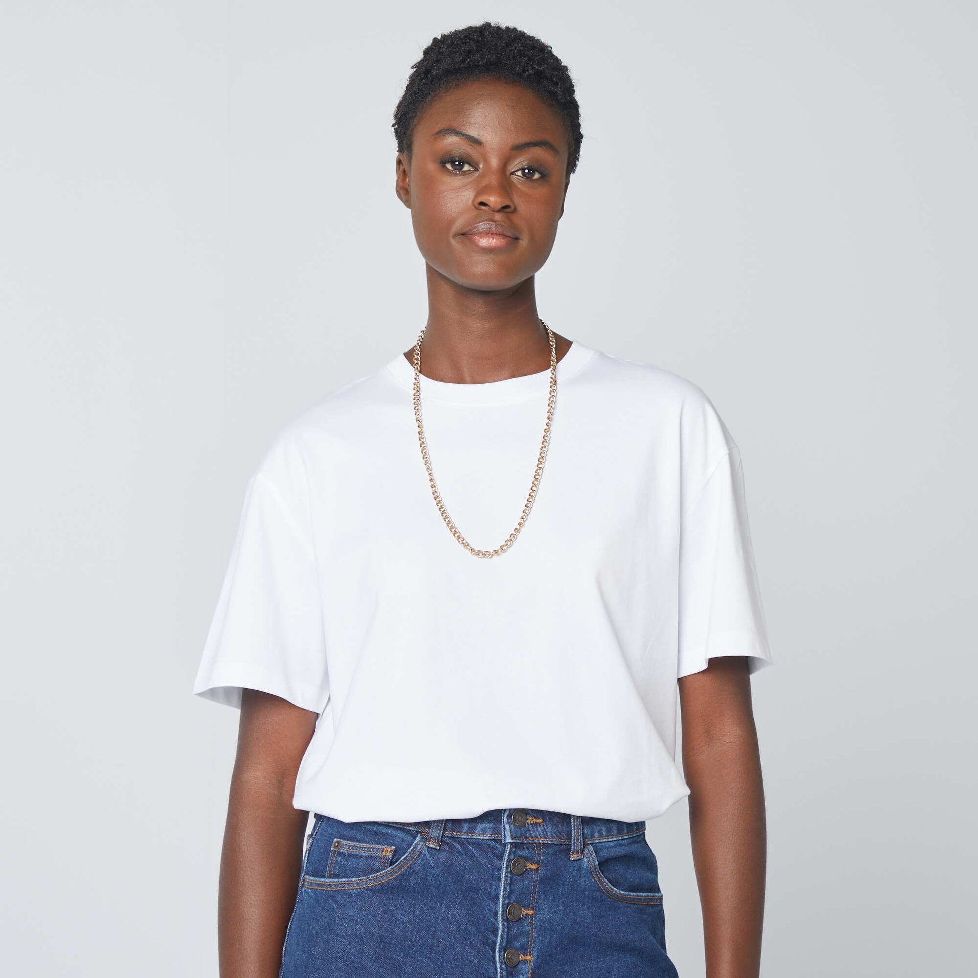 T-shirt oversize col rond blanc