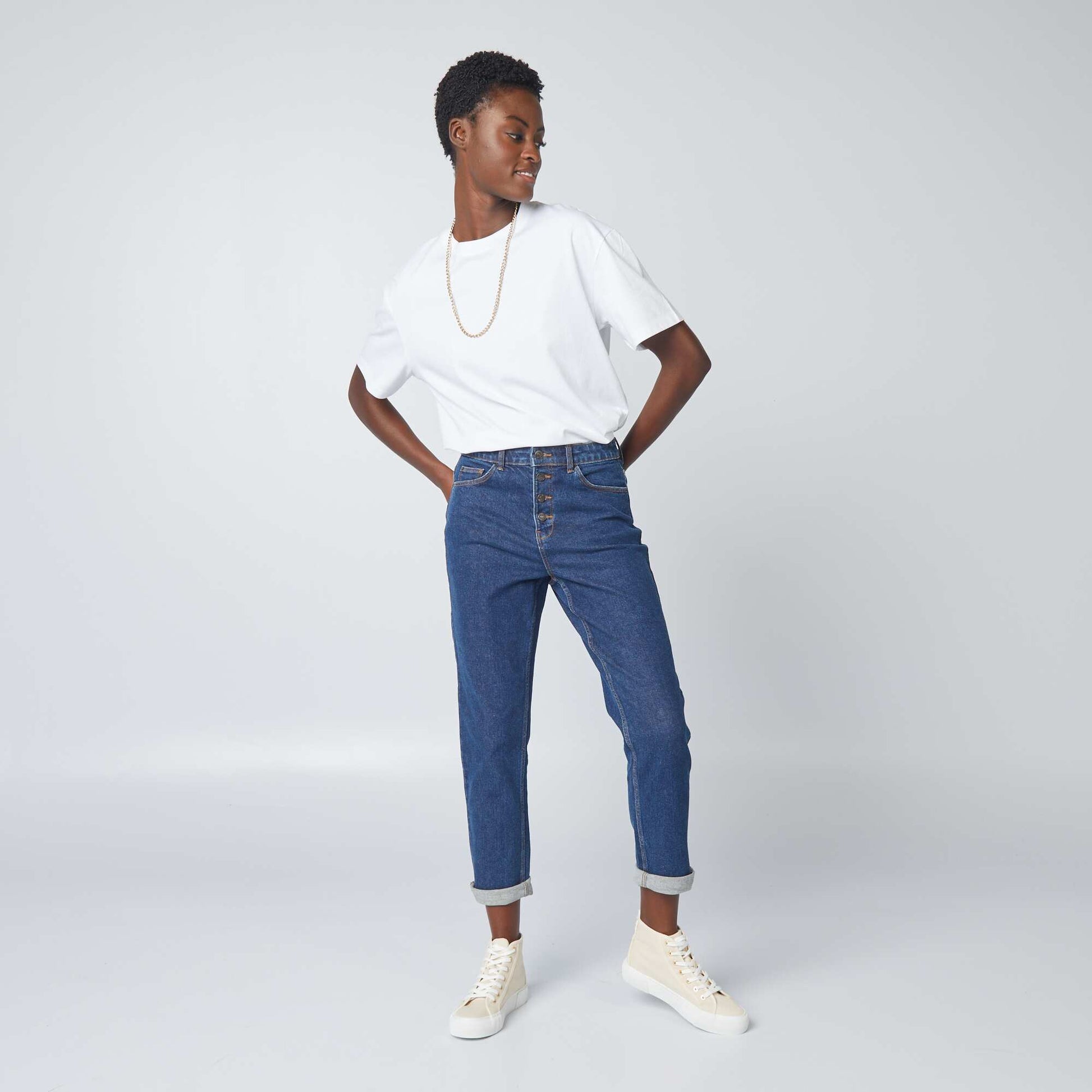 T-shirt oversize col rond blanc