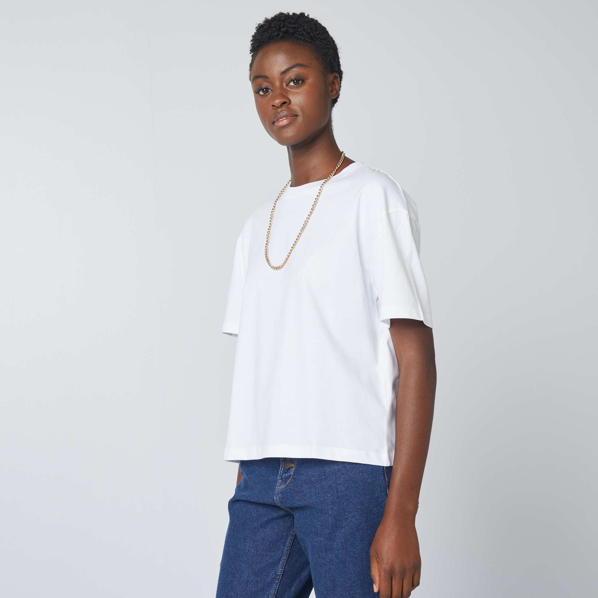 T-shirt oversize col rond blanc