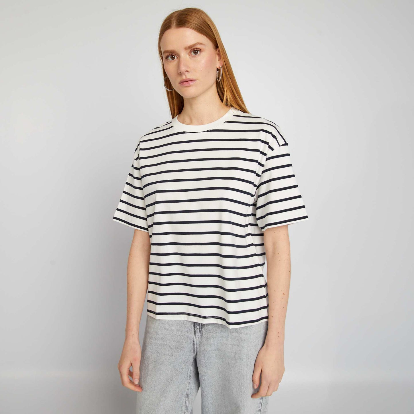 T-shirt oversize   col rond Blanc/noir