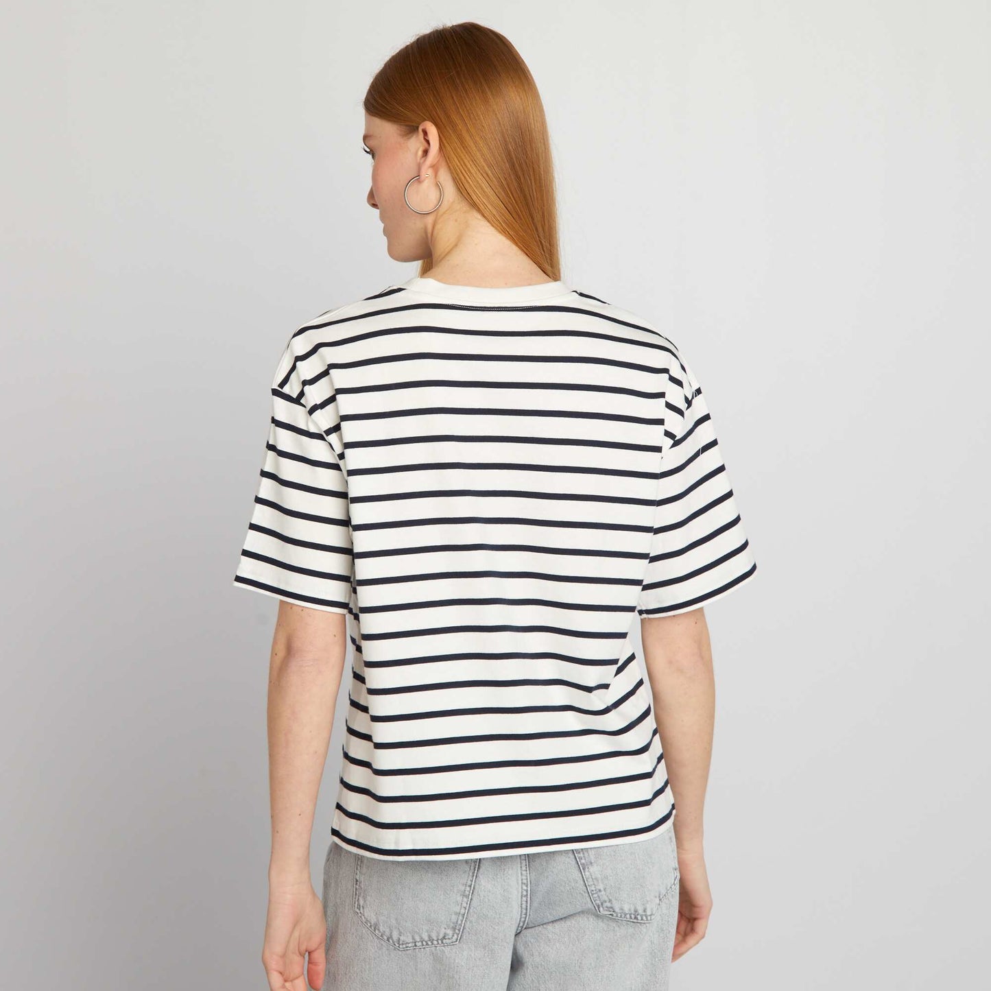 T-shirt oversize   col rond Blanc/noir