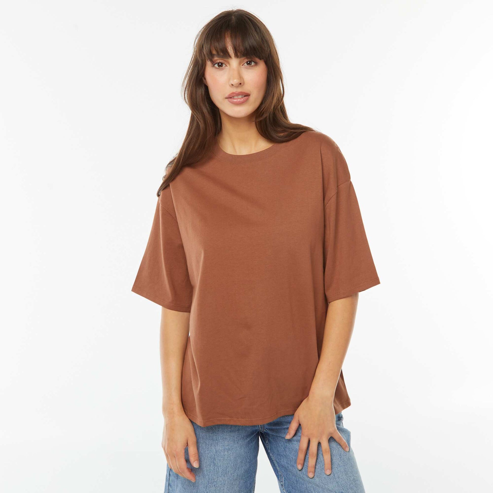 T-shirt oversize à col rond MARRON