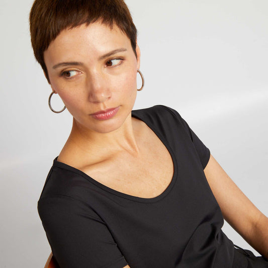 T-shirt manches courtes en microfibre noir