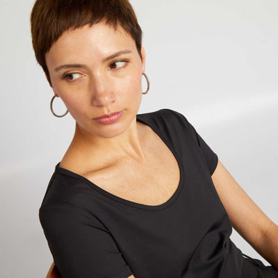 T-shirt manches courtes en microfibre noir