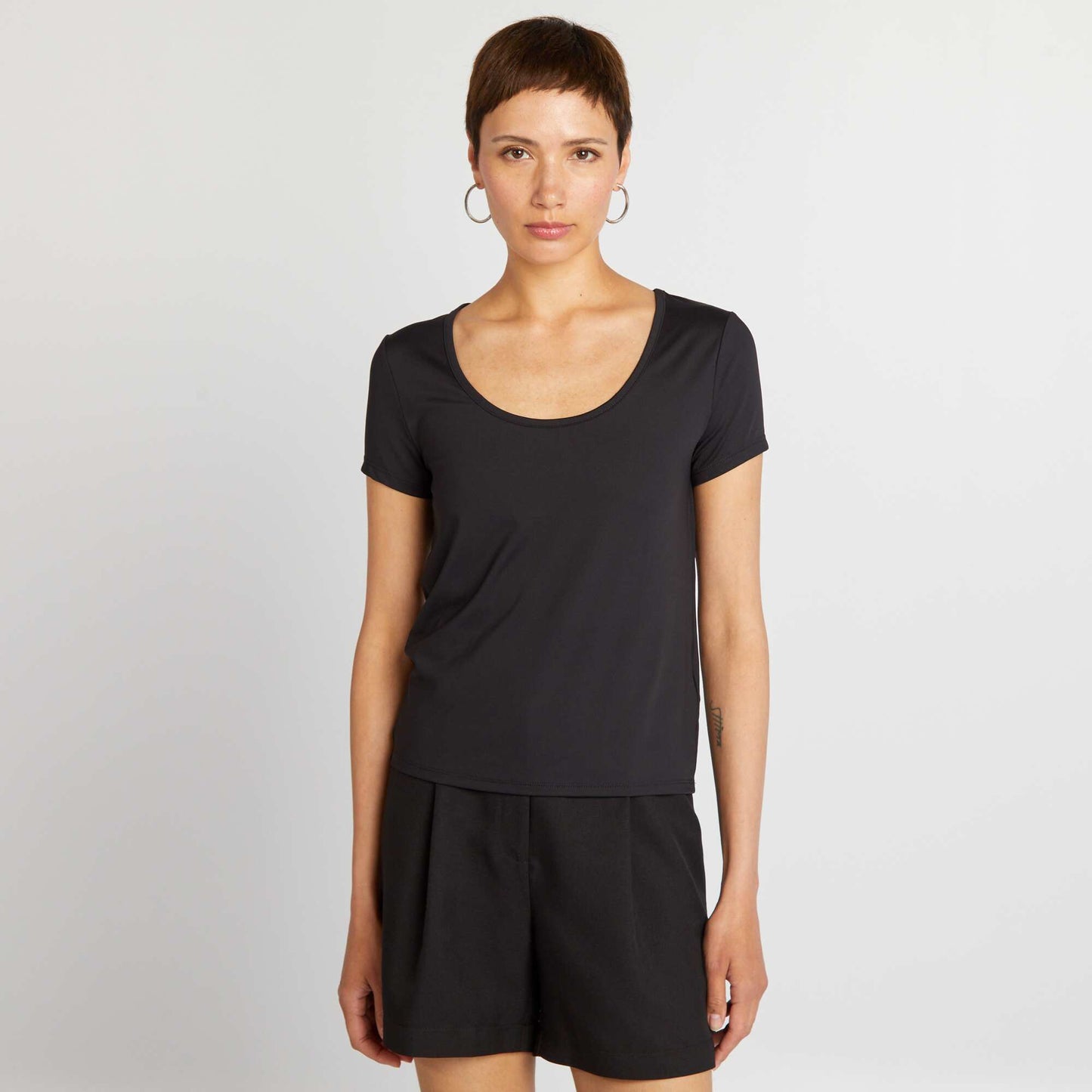 T-shirt   manches courtes en microfibre noir