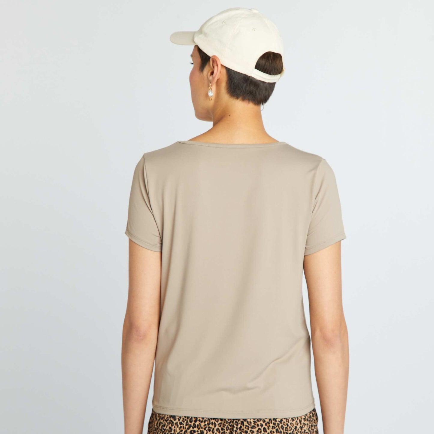 T-shirt   manches courtes en microfibre Beige