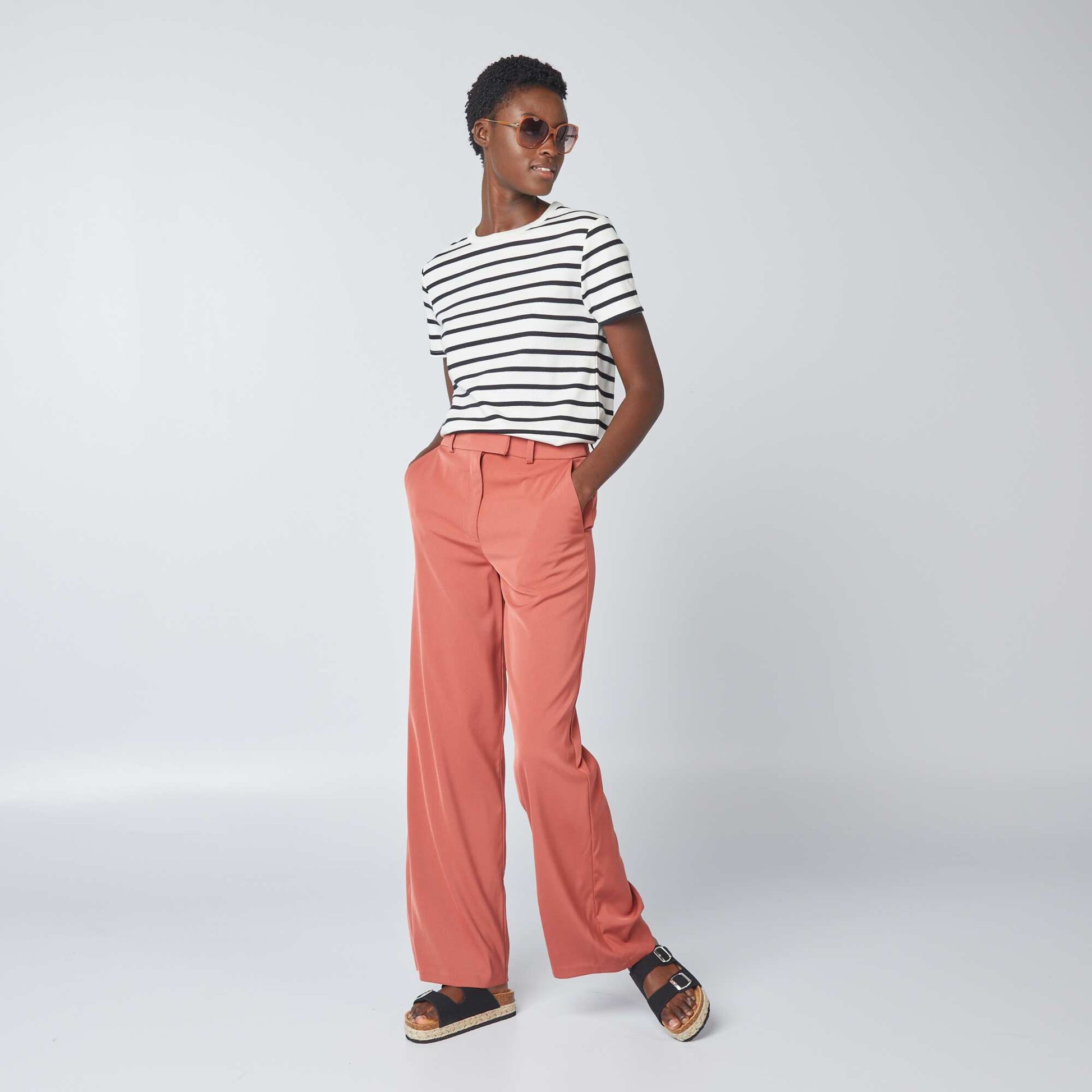 T-shirt en coton pais Marine