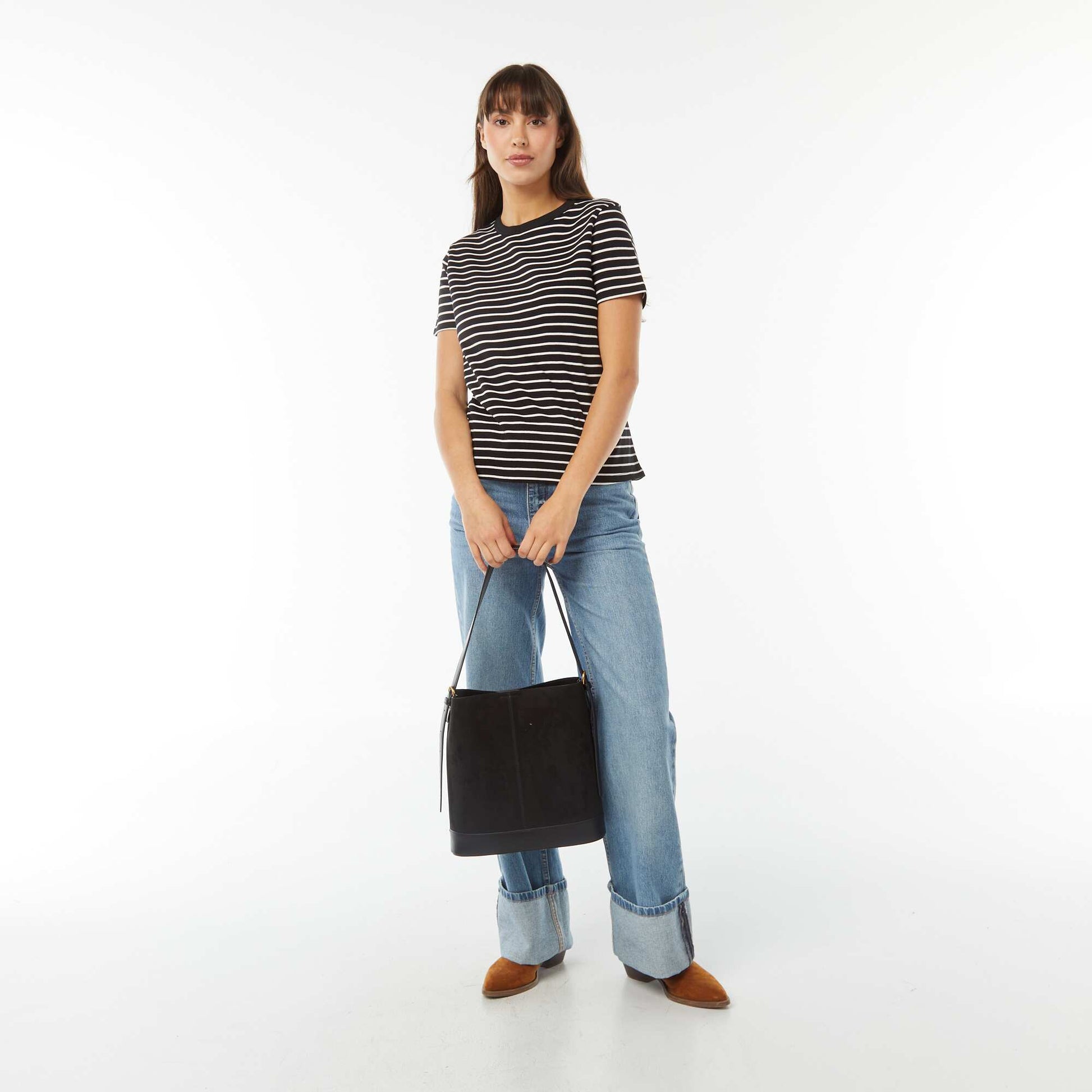 T-shirt en coton épais NOIR/BLANC
