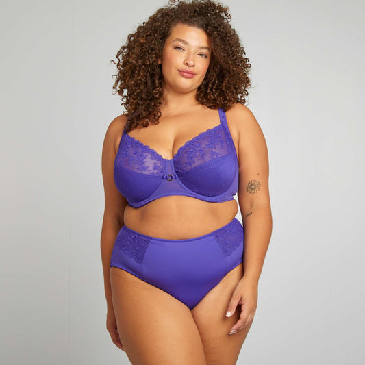 Culotte haute en microfibre avec dentelle Violet