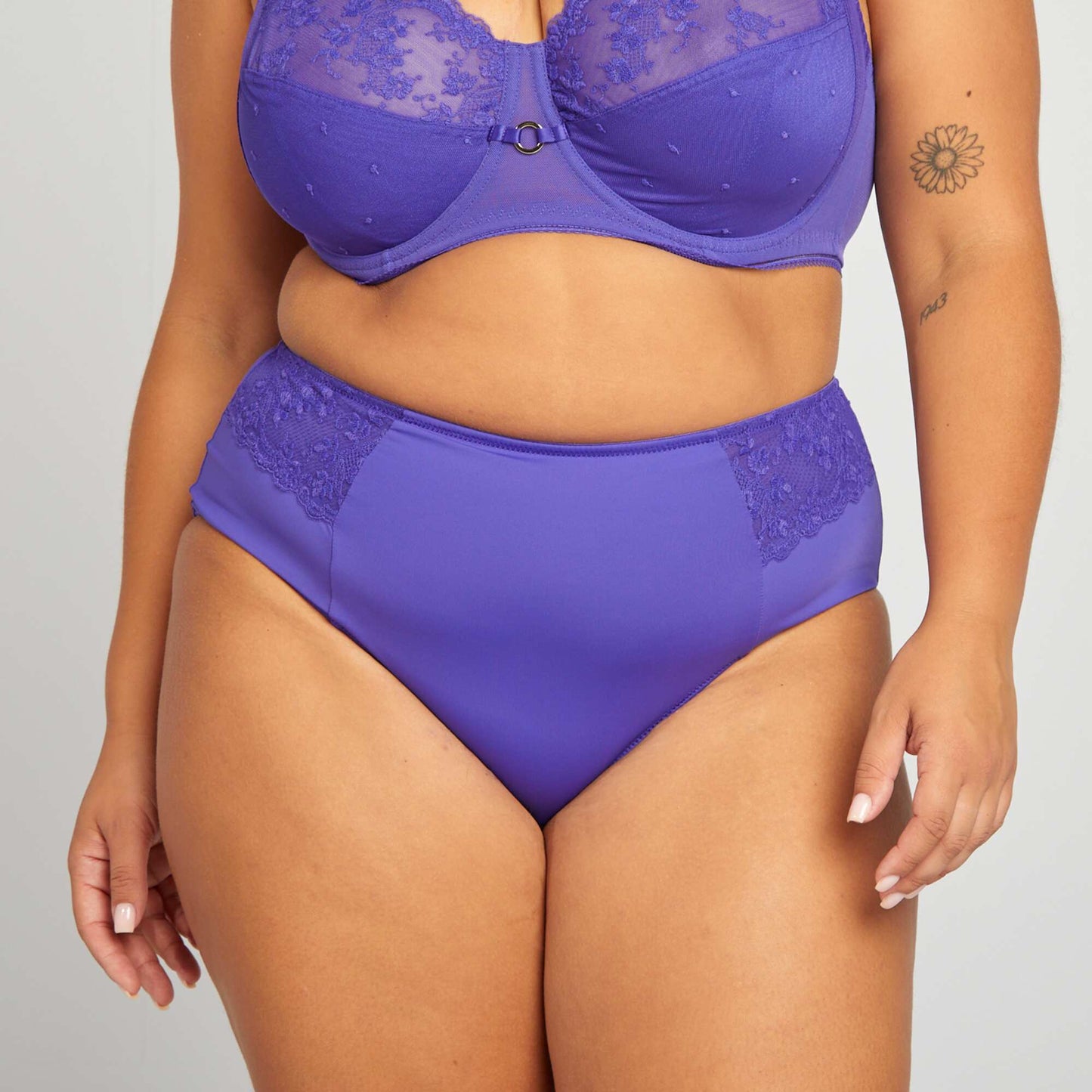 Culotte haute en microfibre avec dentelle Violet