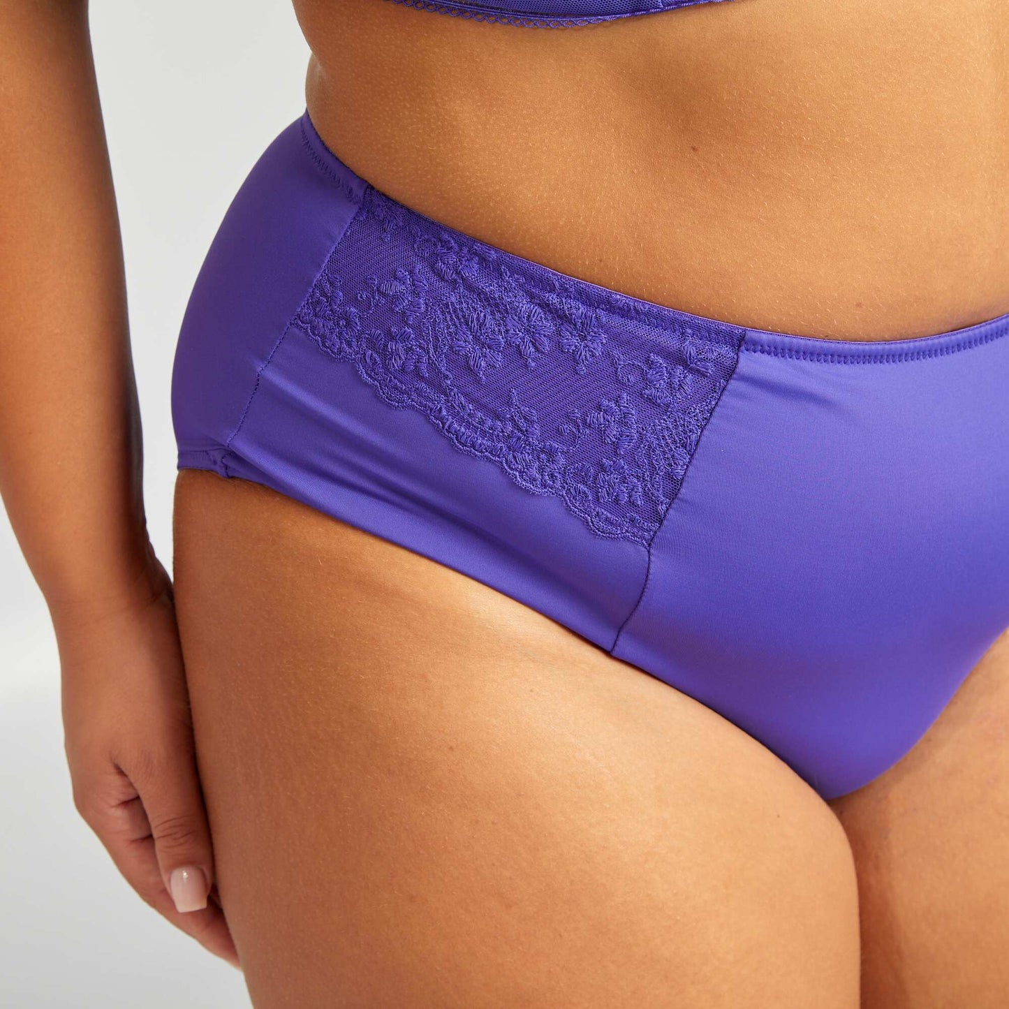 Culotte haute en microfibre avec dentelle Violet