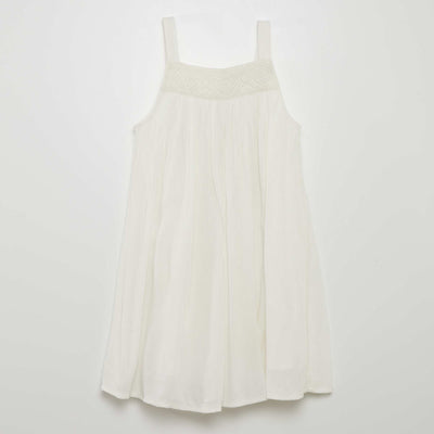 Robe fluide en cr pe blanc