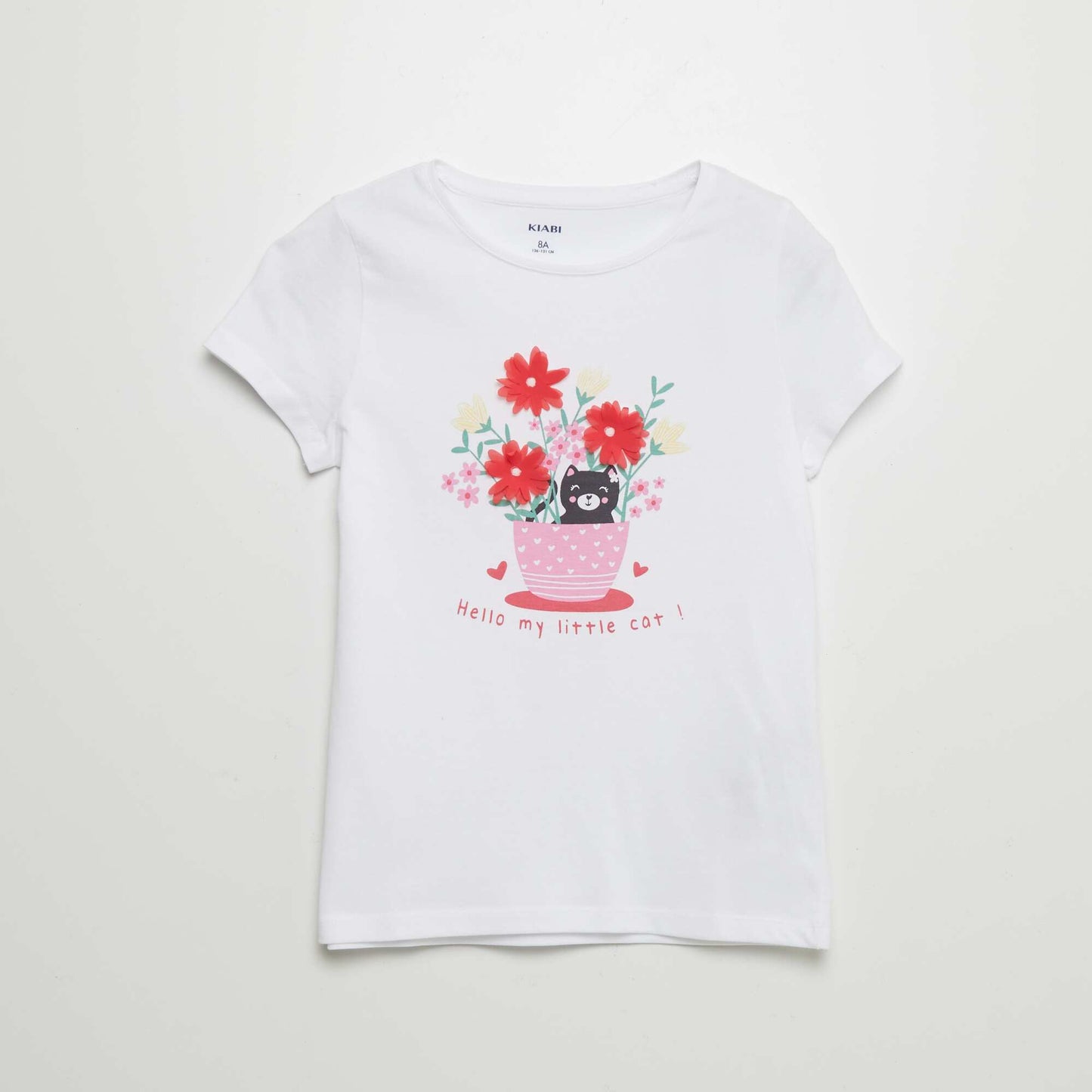 T-shirt manches courtes avec animation Blanc