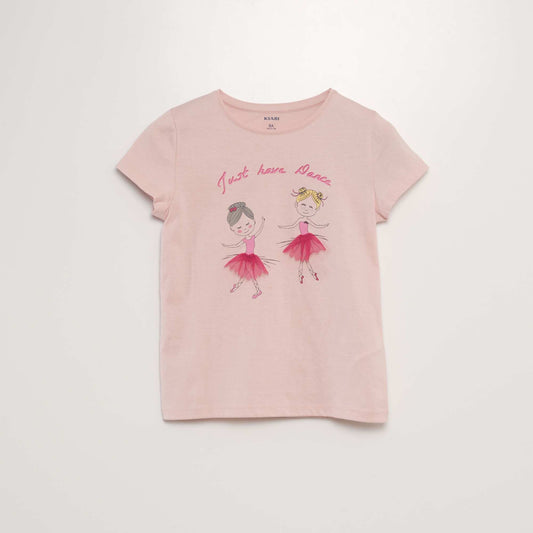 T-shirt manches courtes avec animation Rose