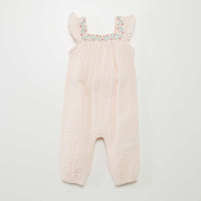 Combinaison sans manches en gaze de coton Rose