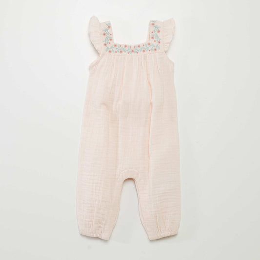 Combinaison sans manches en gaze de coton Rose