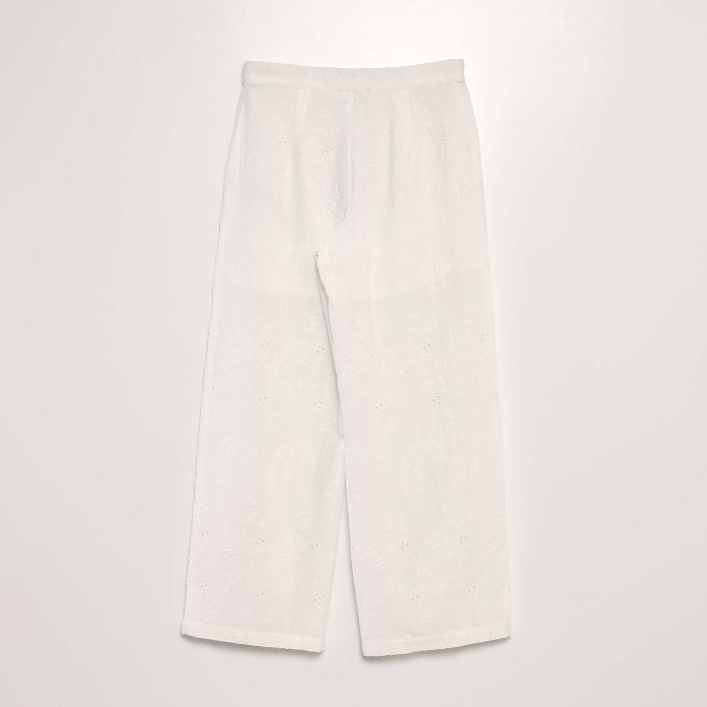 Pantalon large avec broderies anglaises blanc