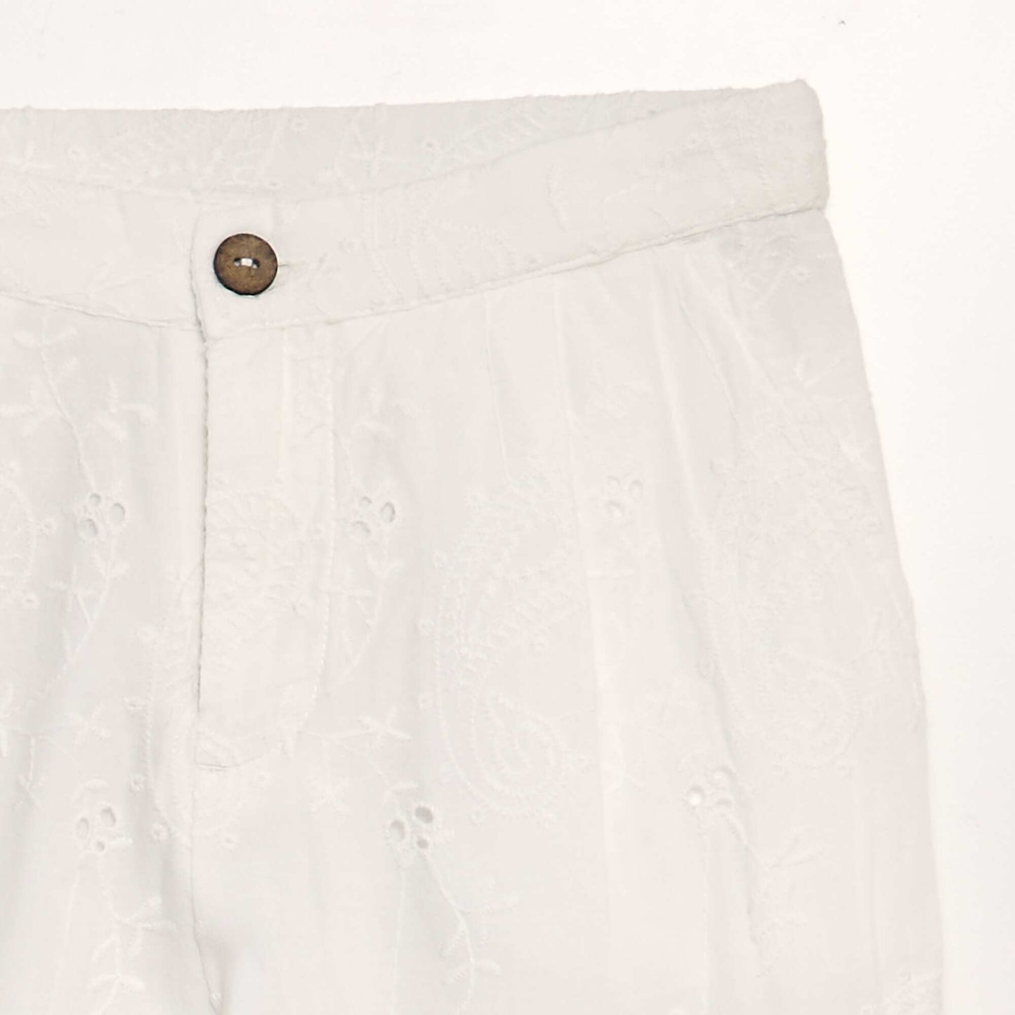 Pantalon large avec broderies anglaises blanc